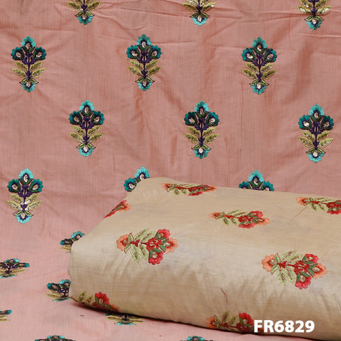 Embroidered Sequins Bamboo Silk Fabric 6829